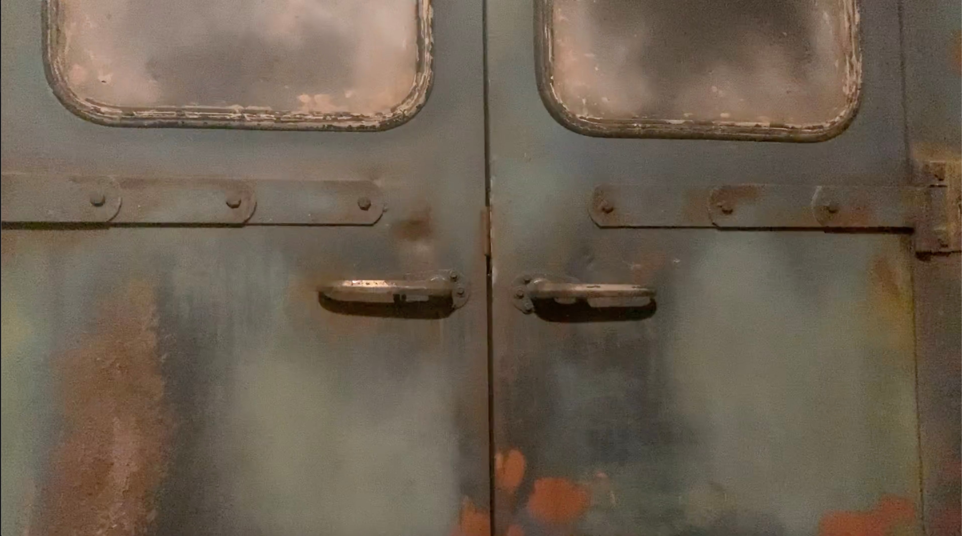 Truck door handle weathered detail