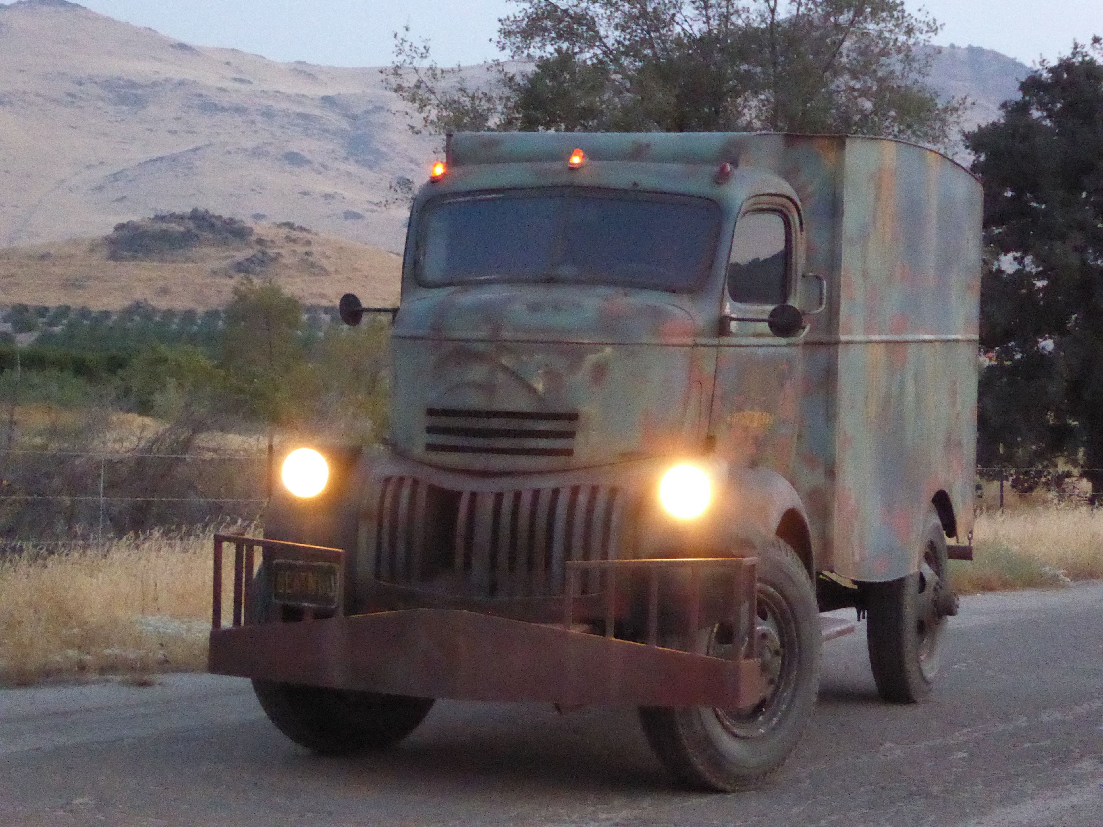 Vintage truck side profile weathered paint rust